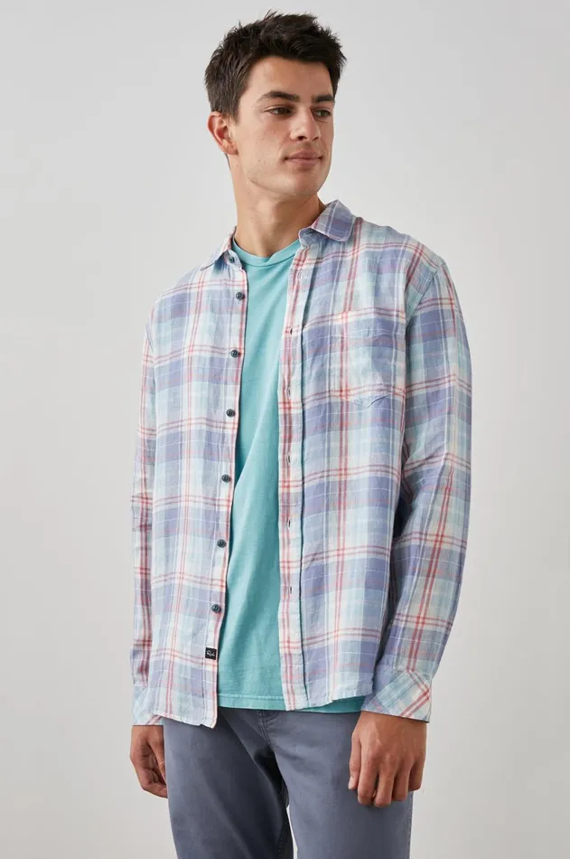 Shirts Men Rails Havana Shirt Lavender Aqua Crimson