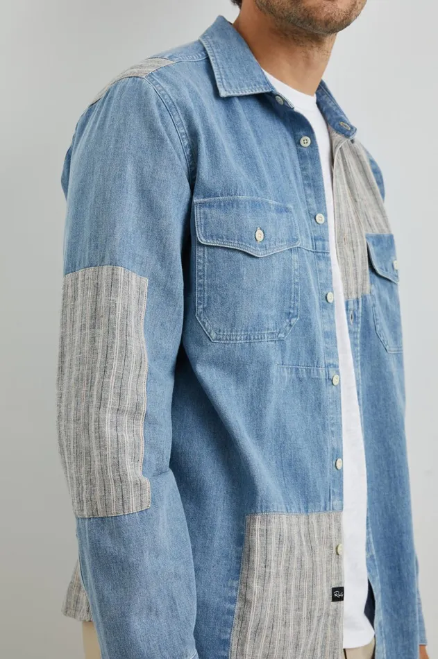 Shirts Men Rails Larsen Shirt Medium Indigo Patchwork