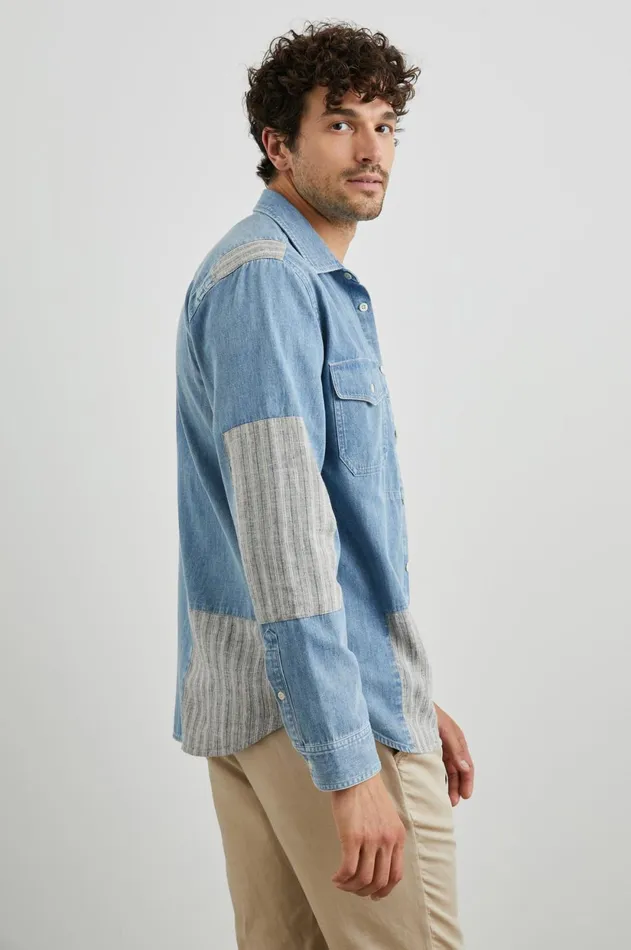 Shirts Men Rails Larsen Shirt Medium Indigo Patchwork
