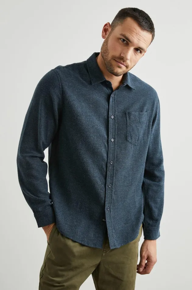 Shirts Men Rails Lennox Shirt Abyss Melange