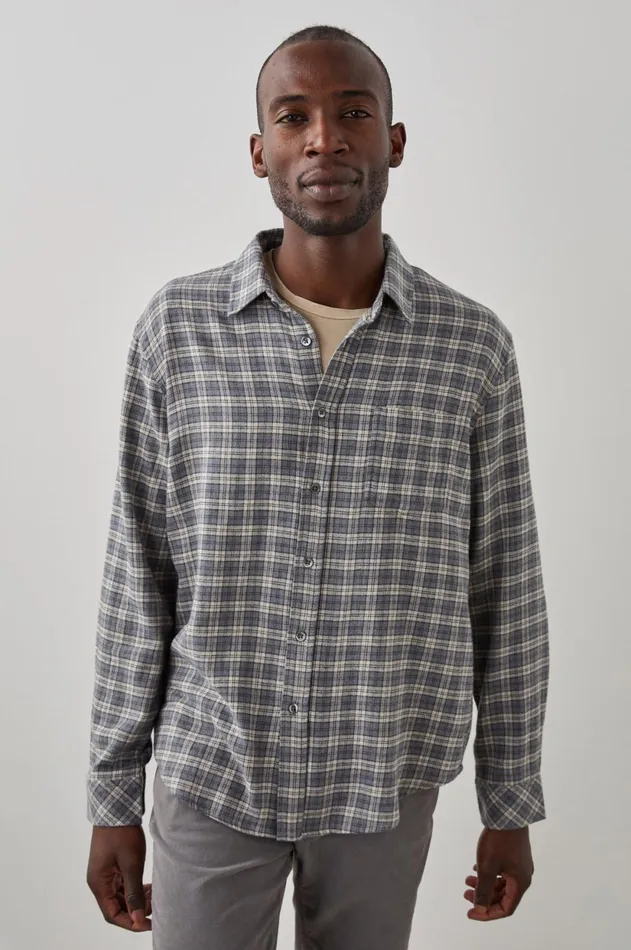 Shirts Men Rails Lennox Shirt Charcoal Flax Melange