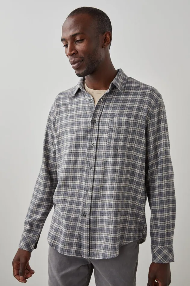 Shirts Men Rails Lennox Shirt Charcoal Flax Melange