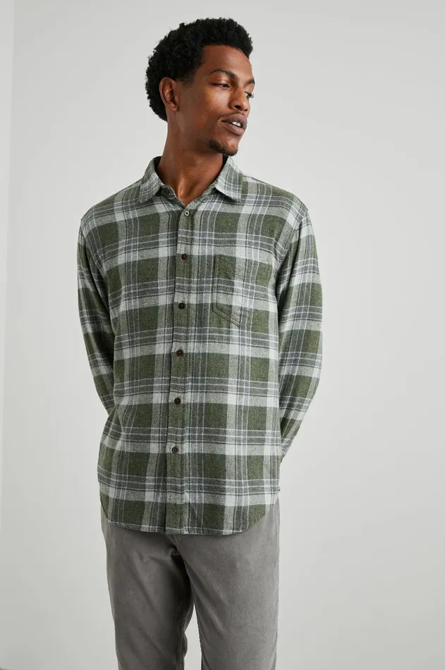 Shirts Men Rails Lennox Shirt Green Hollow Grey Melange