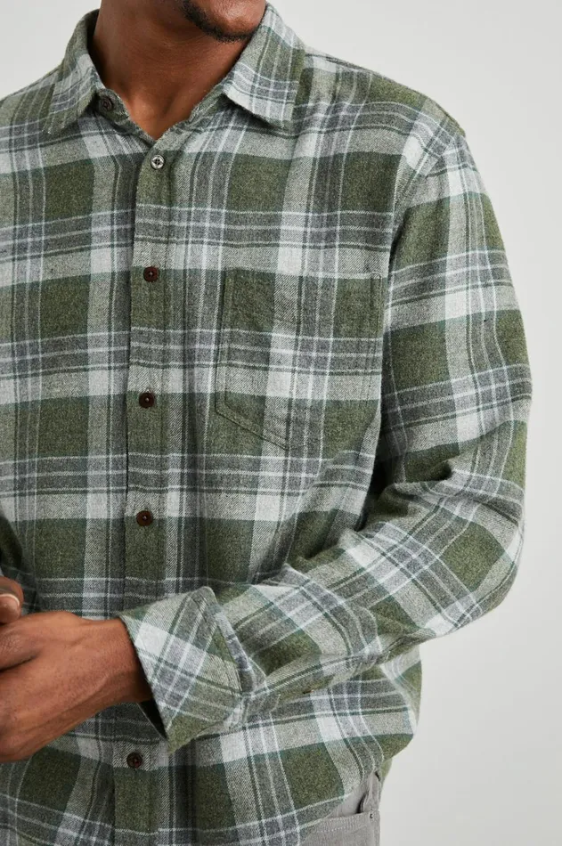Shirts Men Rails Lennox Shirt Green Hollow Grey Melange
