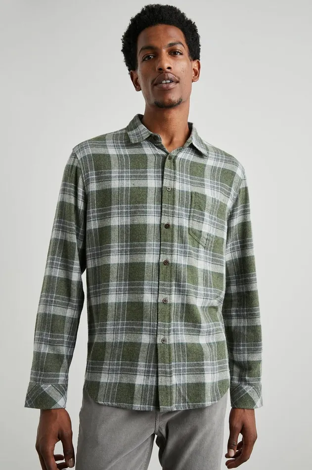Shirts Men Rails Lennox Shirt Green Hollow Grey Melange