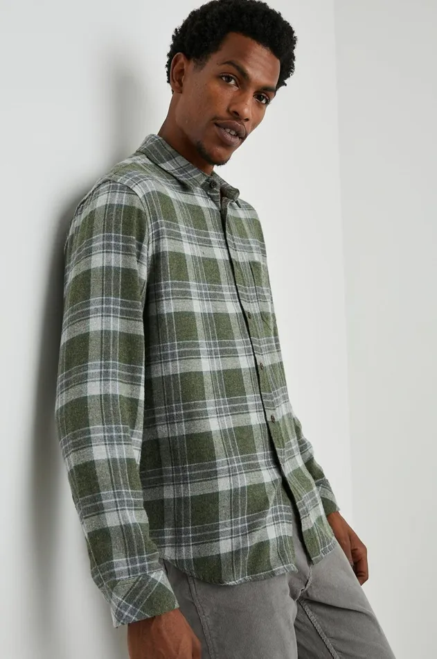 Shirts Men Rails Lennox Shirt Green Hollow Grey Melange