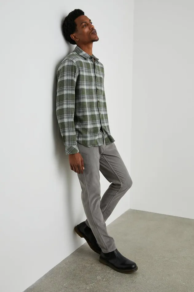 Shirts Men Rails Lennox Shirt Green Hollow Grey Melange