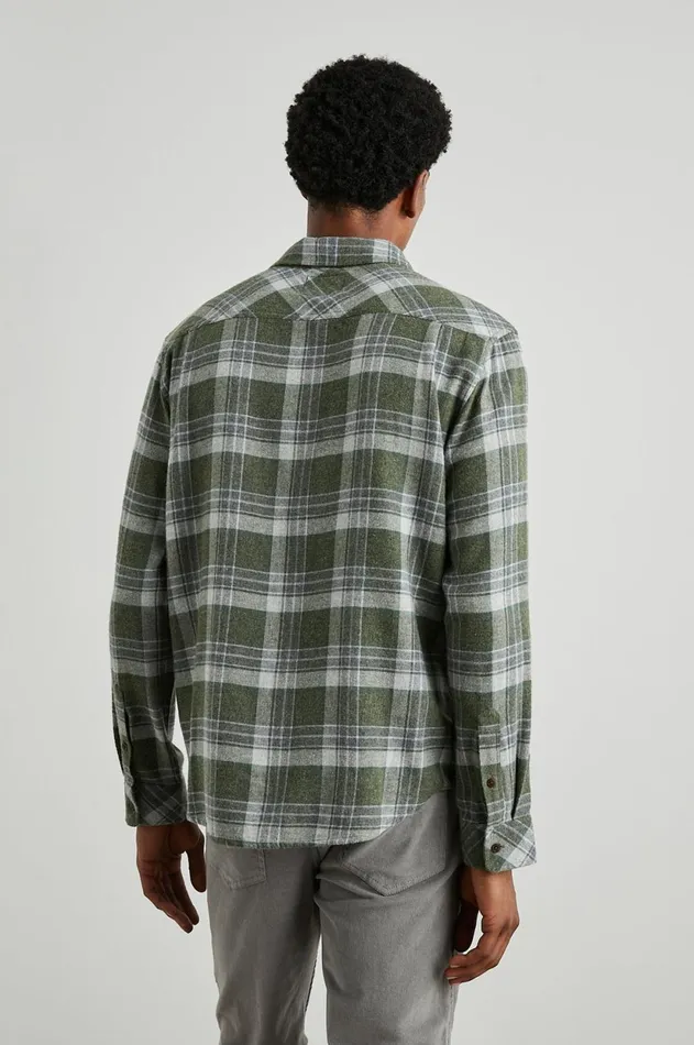 Shirts Men Rails Lennox Shirt Green Hollow Grey Melange