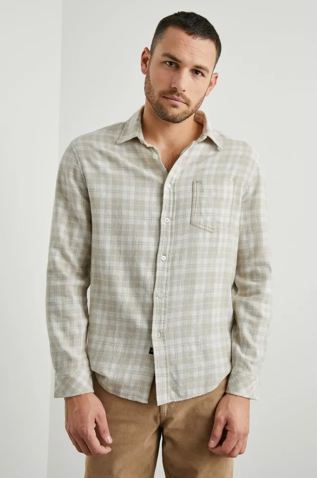 Shirts Men Rails Lennox Shirt Palamino White Melange