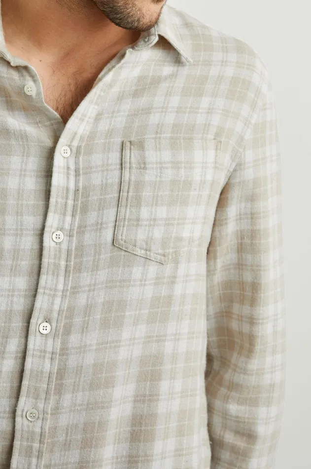 Shirts Men Rails Lennox Shirt Palamino White Melange