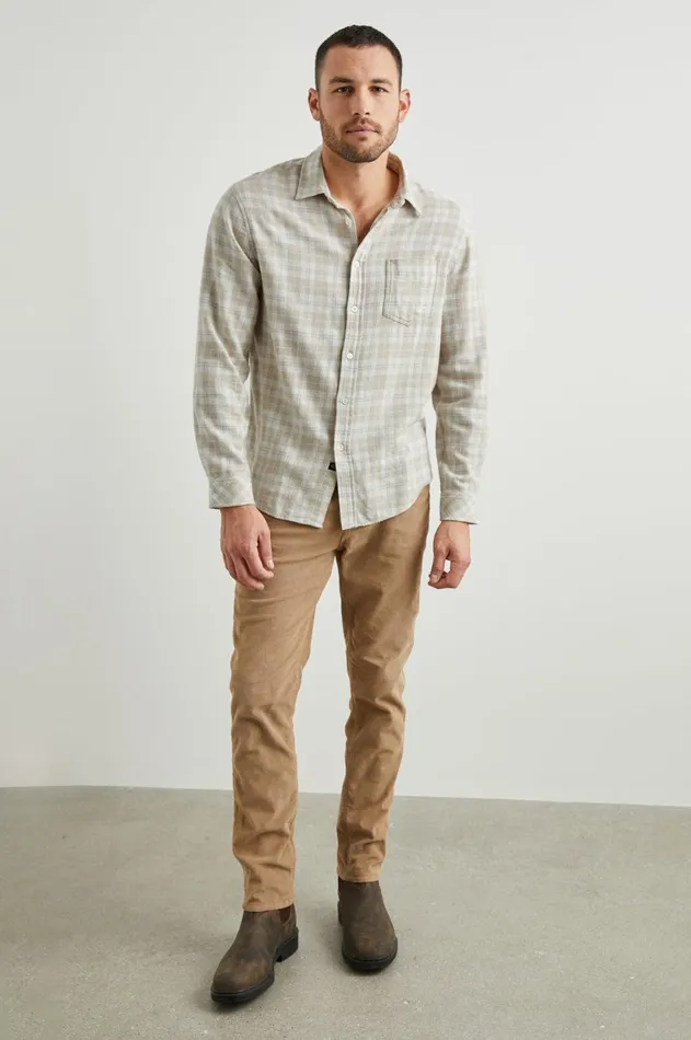 Shirts Men Rails Lennox Shirt Palamino White Melange