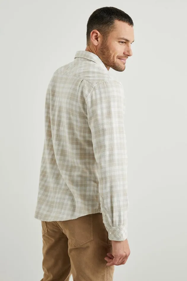 Shirts Men Rails Lennox Shirt Palamino White Melange