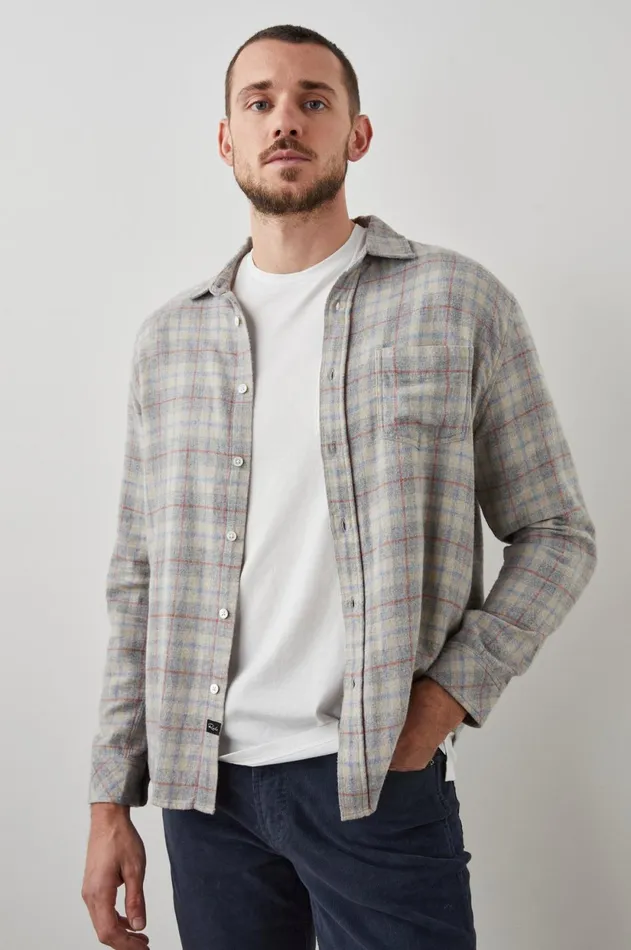 Shirts Men Rails Lennox Shirt Paper Grey Melange