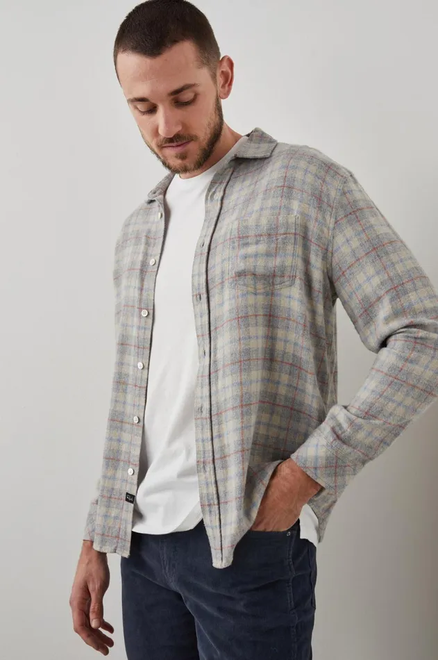 Shirts Men Rails Lennox Shirt Paper Grey Melange