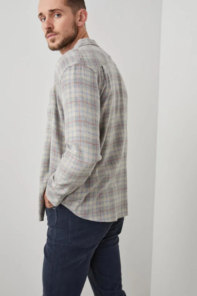 Shirts Men Rails Lennox Shirt Paper Grey Melange