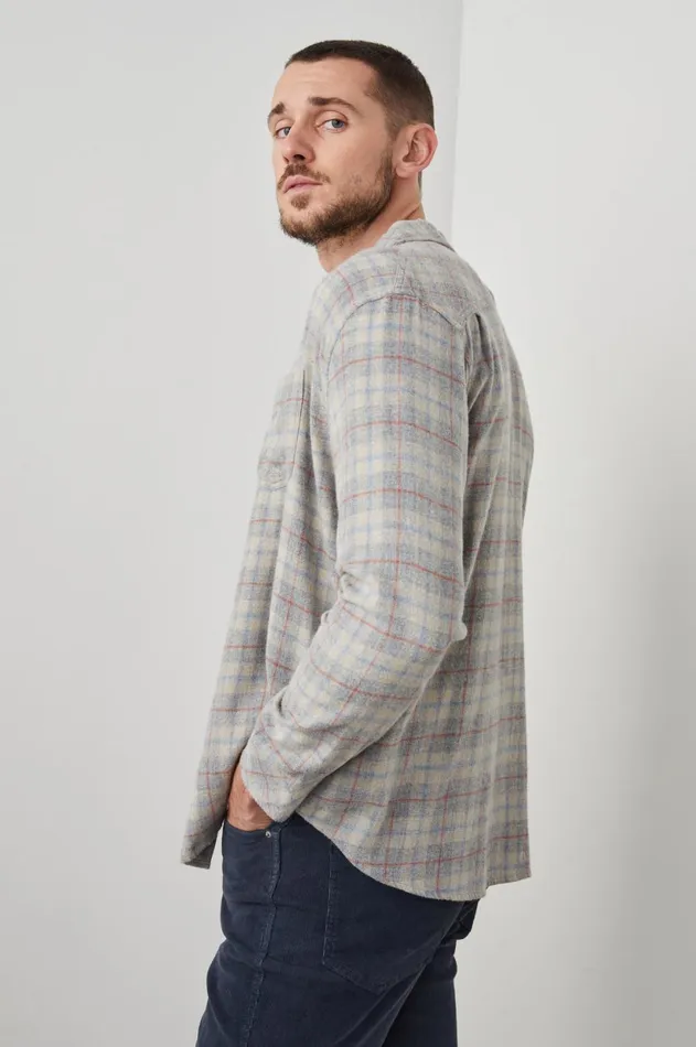 Shirts Men Rails Lennox Shirt Paper Grey Melange