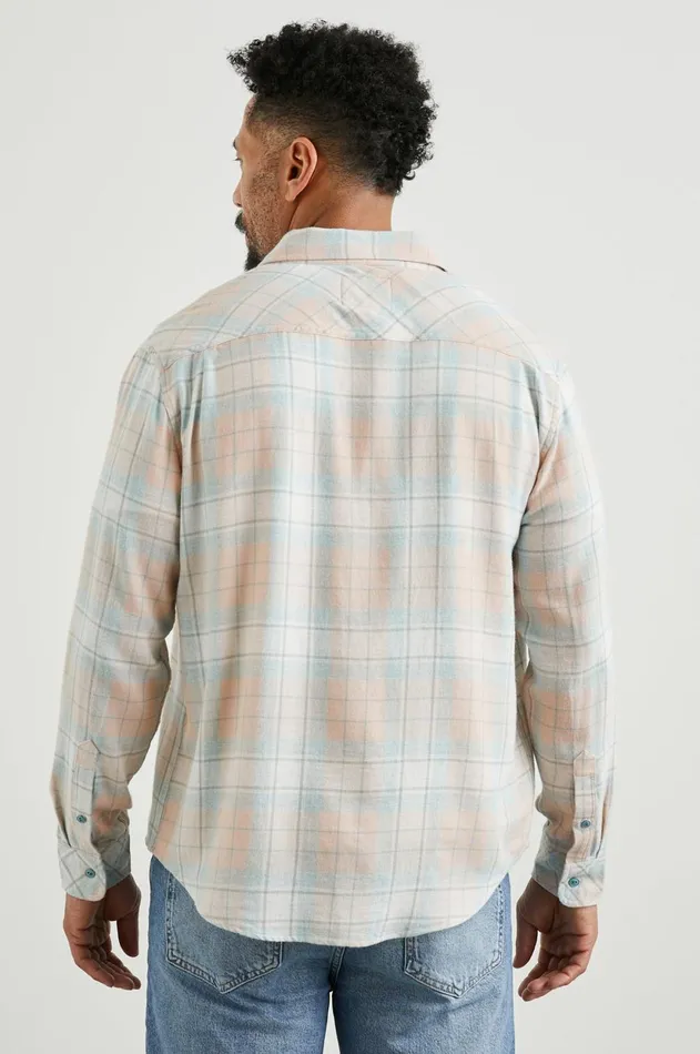 Shirts Men Rails Lennox Shirt Teal Canteloupe Melange