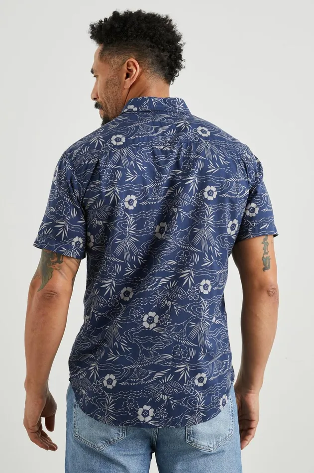 Shirts Men Rails Monaco Shirt Japanese Stencil Navy
