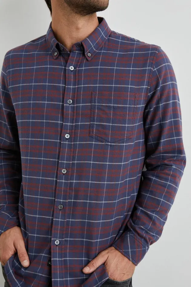 Shirts Men Rails Reid Shirt Deep Blue Crimson Melange
