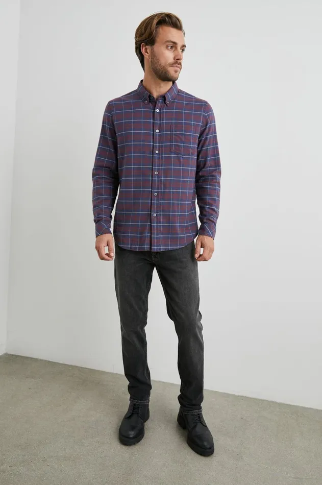 Shirts Men Rails Reid Shirt Deep Blue Crimson Melange