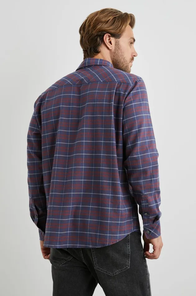 Shirts Men Rails Reid Shirt Deep Blue Crimson Melange