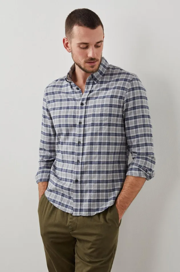 Shirts Men Rails Reid Shirt Faded Navy Melange
