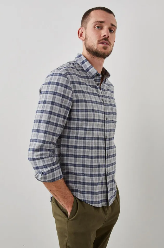 Shirts Men Rails Reid Shirt Faded Navy Melange