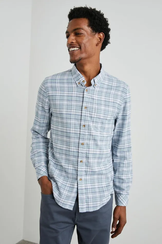 Shirts Men Rails Reid Shirt Sage Glass White