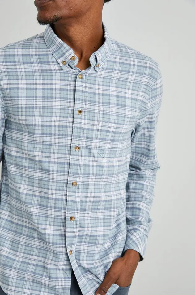 Shirts Men Rails Reid Shirt Sage Glass White