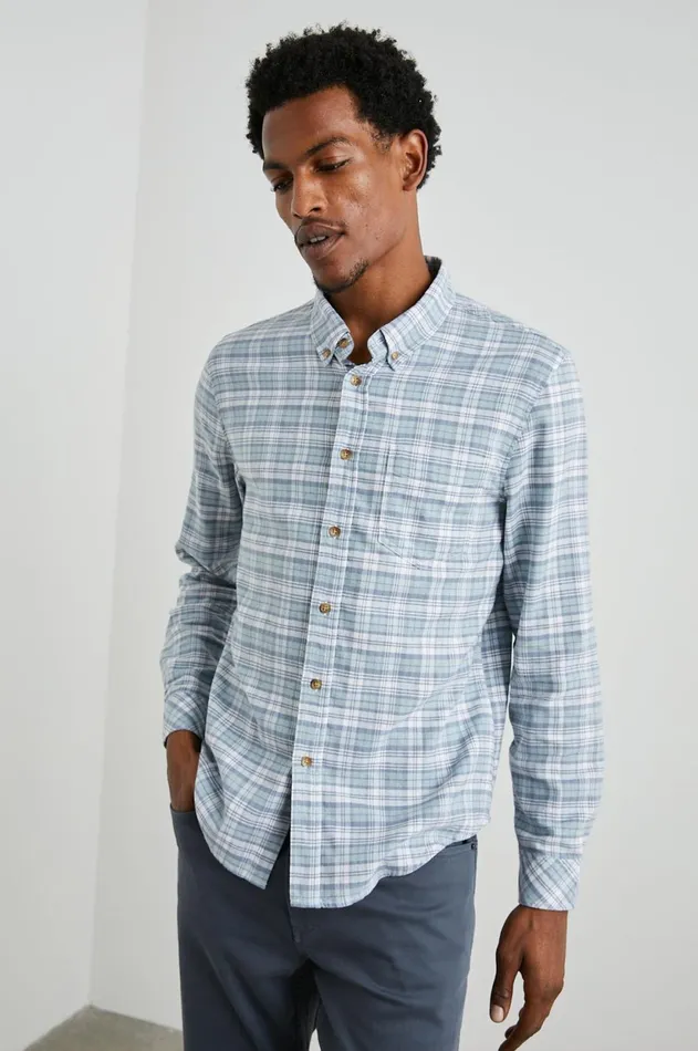 Shirts Men Rails Reid Shirt Sage Glass White