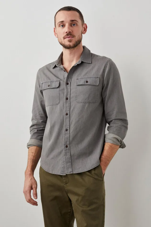 Shirts Men Rails Rhet Shirt Washed Black Chambray