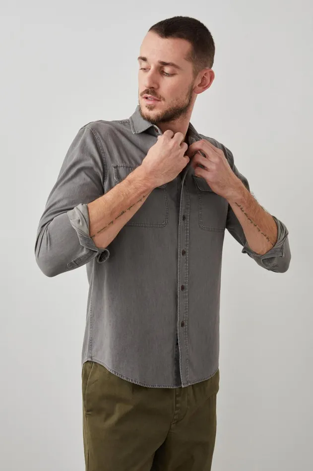 Shirts Men Rails Rhet Shirt Washed Black Chambray
