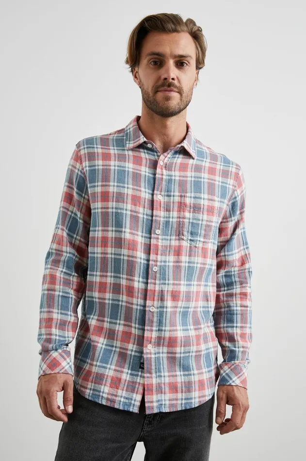 Shirts Men Rails Wyatt Shirt Indigo Melange Rose
