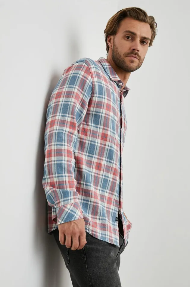 Shirts Men Rails Wyatt Shirt Indigo Melange Rose