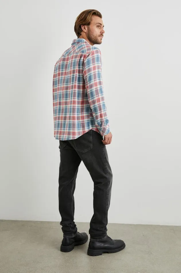 Shirts Men Rails Wyatt Shirt Indigo Melange Rose