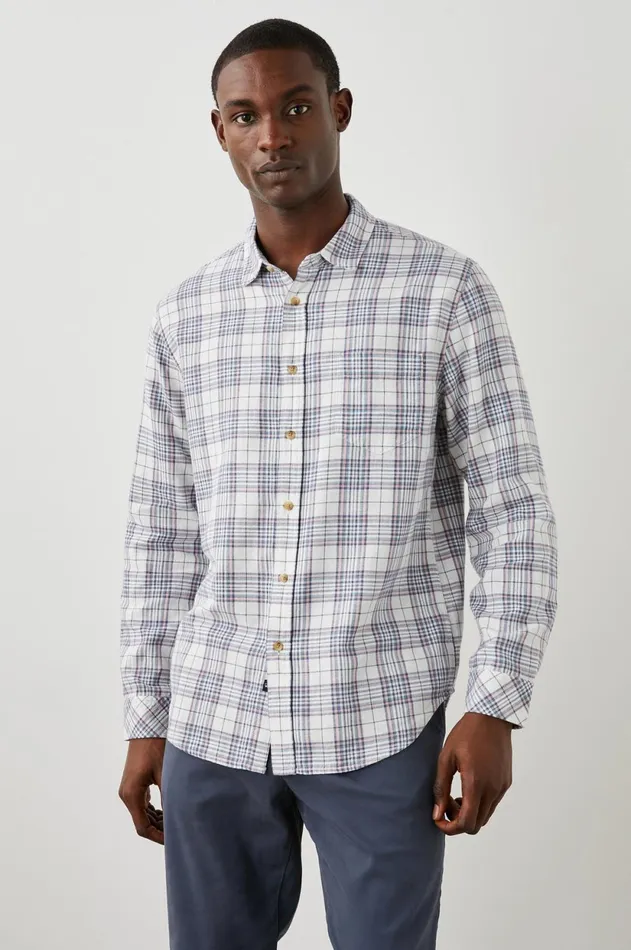 Shirts Men Rails Wyatt Shirt Melon Navy White Melange