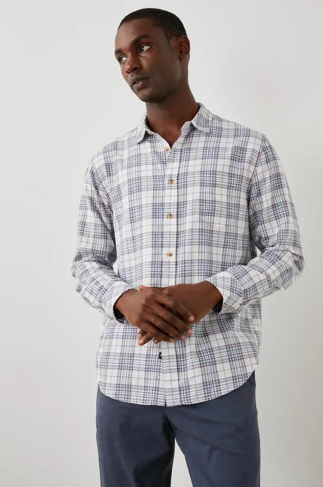 Shirts Men Rails Wyatt Shirt Melon Navy White Melange