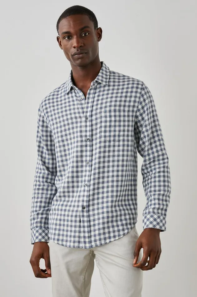 Shirts Men Rails Wyatt Shirt Navy Gingham Melange