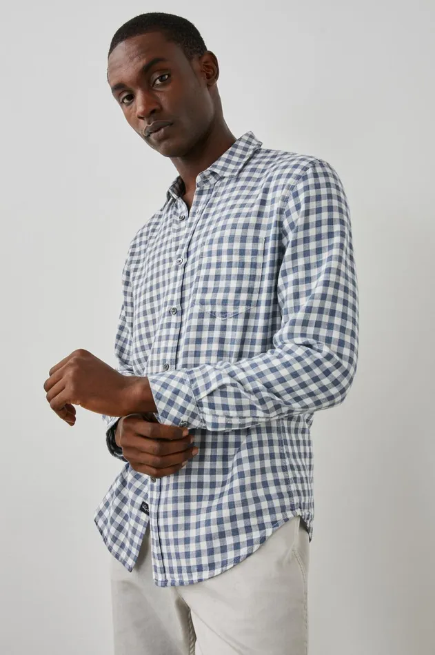 Shirts Men Rails Wyatt Shirt Navy Gingham Melange