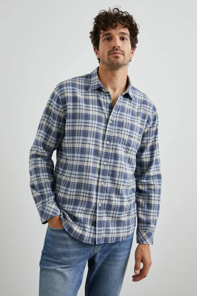 Shirts Men Rails Wyatt Shirt Navy Sorghum Oxford