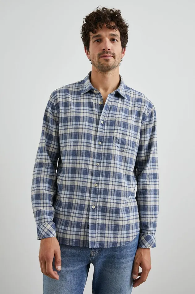 Shirts Men Rails Wyatt Shirt Navy Sorghum Oxford