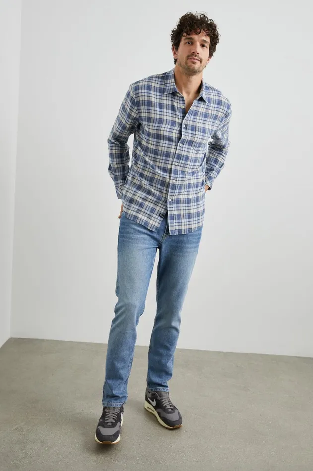 Shirts Men Rails Wyatt Shirt Navy Sorghum Oxford