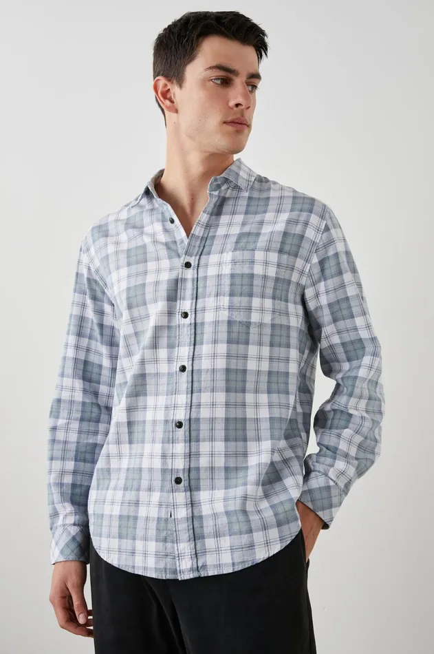 Shirts Men Rails Wyatt Shirt Sage Steel White