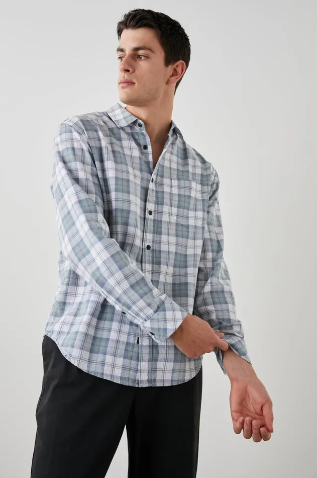 Shirts Men Rails Wyatt Shirt Sage Steel White
