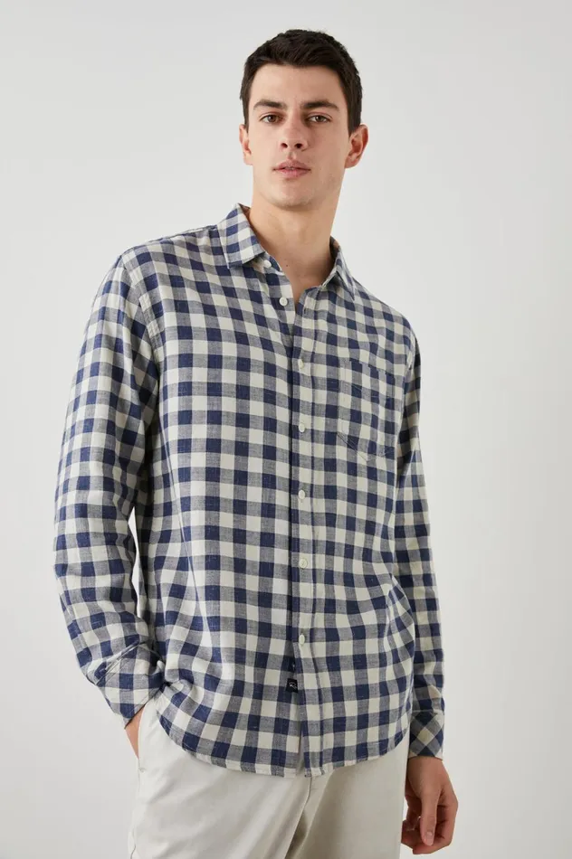 Shirts Men Rails Wyatt Shirt Viking Blue Grey Melange