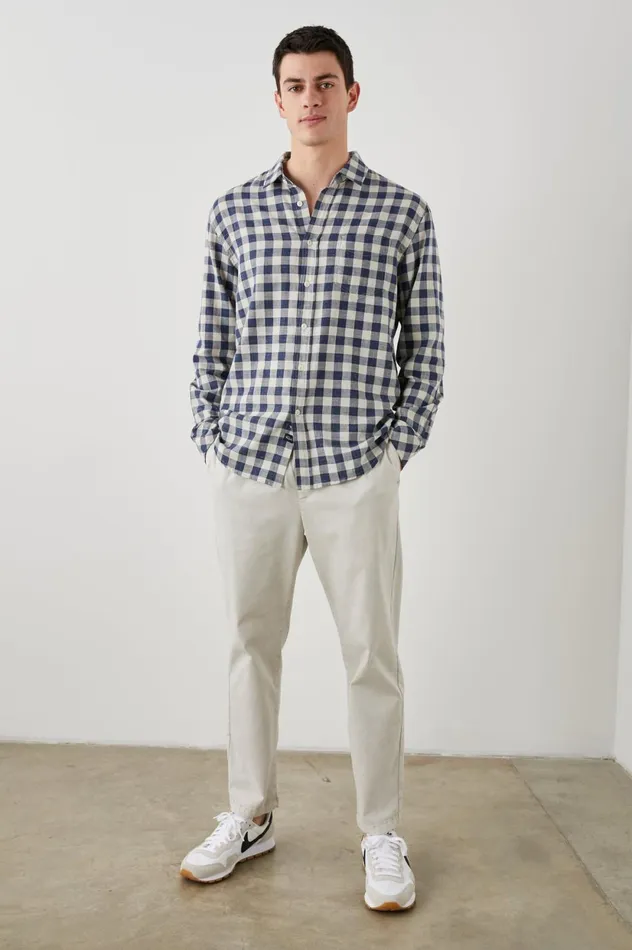Shirts Men Rails Wyatt Shirt Viking Blue Grey Melange