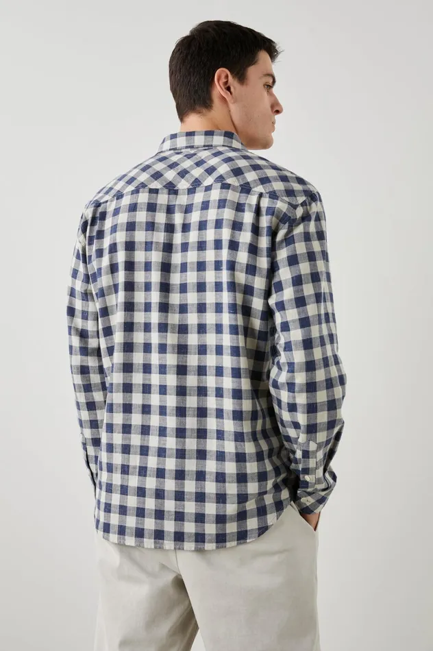 Shirts Men Rails Wyatt Shirt Viking Blue Grey Melange
