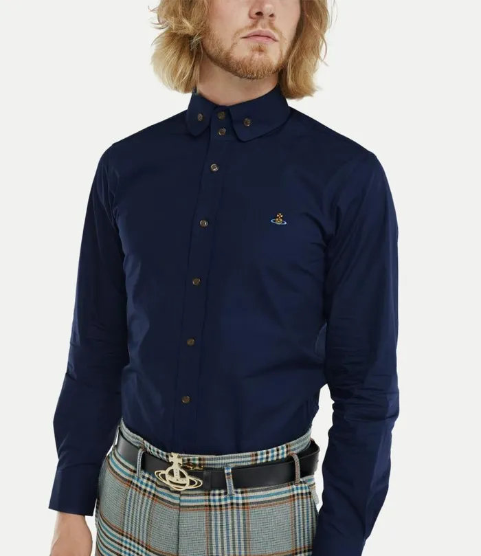 Shirts Men Vivienne Westwood Two Button Krall Shirt In Navy