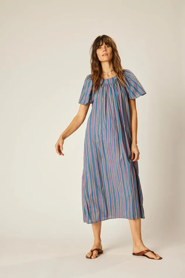Sienna Dress Batik Stripe Lavender Women Natalie Martin Dresses