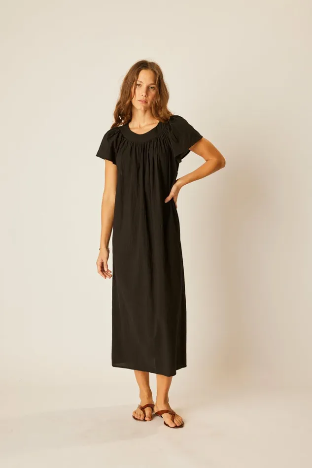 Sienna Dress Black Flat Cotton Women Natalie Martin Dresses